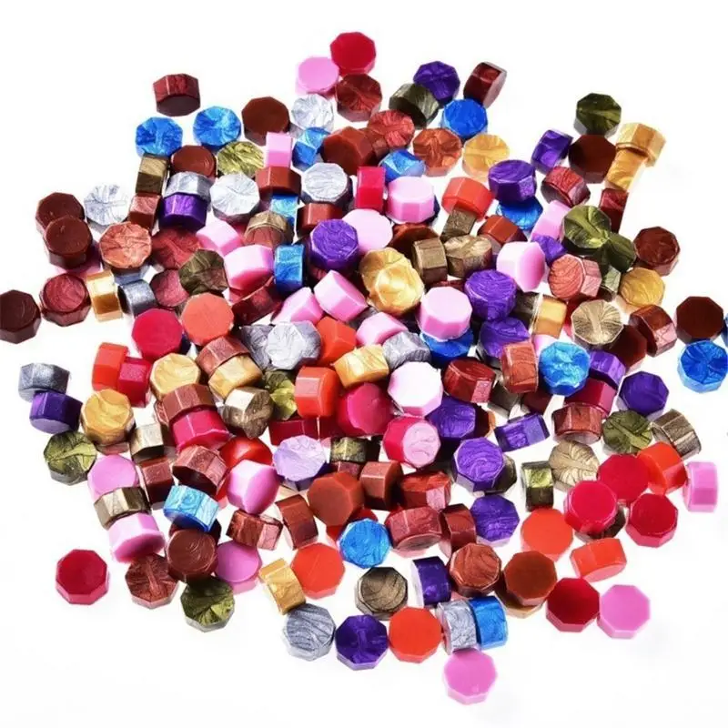 

Octagonal Sealing Wax Tablets Fire Wax Stamps Greeting Card Stamper Sealing Wax Mixed Color Packing About 100 Capsules