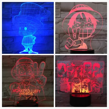 

Anime One Piece Monkey d Luffy Figure 3D led night light Gift Child decorative Lamp Tony tony Chopper table lamp bedroom Decor