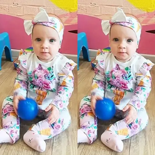 

Toddler Newborn Kids Baby Girls Floral Long Sleeve Tops T-shirt Pants Outfit Cute Cotton Casual Clothes Set 0-5T