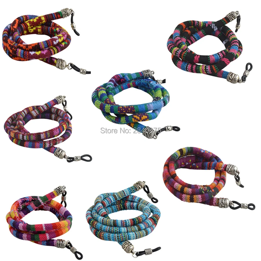 

Retail Round retro Hand-woven eyeglass sunglasses neck string cord eyewear lanyard holder 7colors