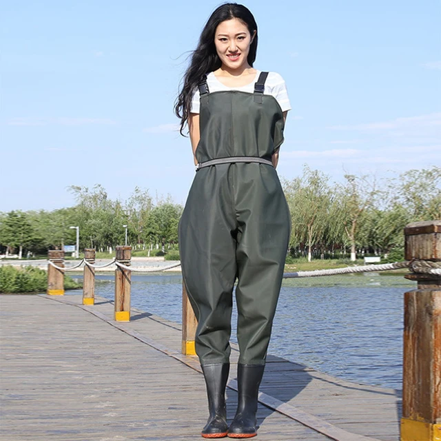 Waterproof Fishing Thickening Half-body PVC Waders Pants Non-slip Boots  Women Beach Camping Hunting Wading Jumpsuit A9251 - AliExpress