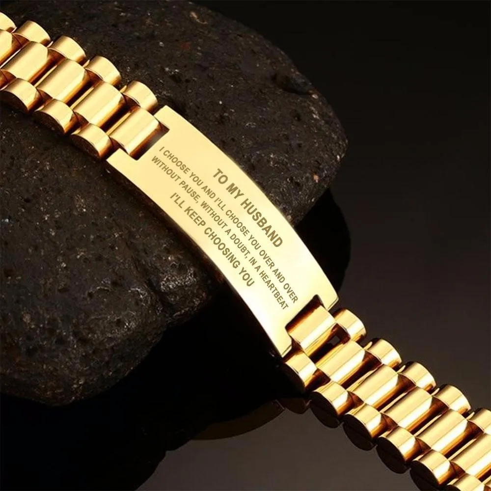 

Vnox Drop Shipping Men's Stainless Steel Bracelet - TO MY HUSBAND I CHOOSE YOU AND I'LL KEEP CHOOSING YOU