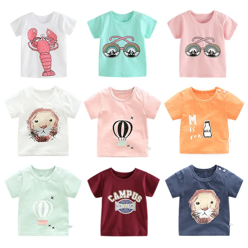 

Summer Korean Kids Clothes Baby Boy Girl Cartoon Printed Short-sleeved T-shirt Toddler Cotton Casual Tops