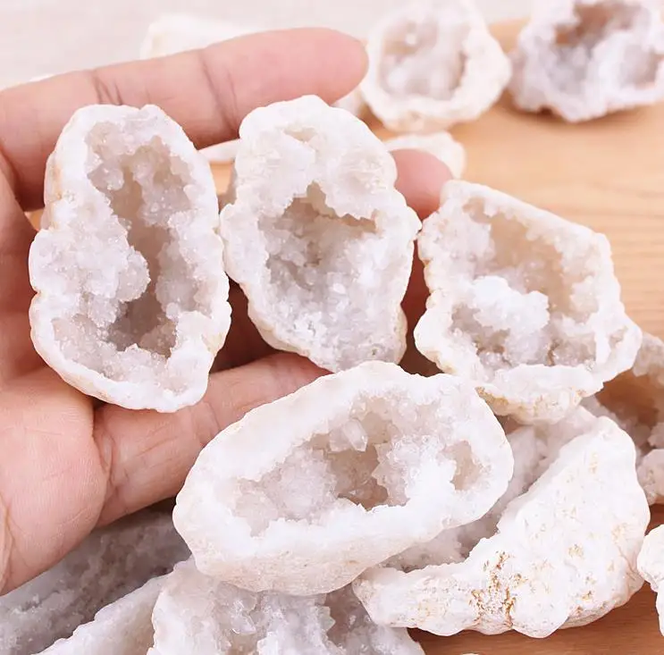 1 шт. 3-4 см природный белый Агат отверстие друзовый кварц Geodes образцы минералов |