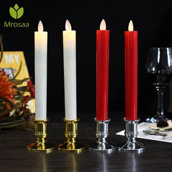

1 Pair LED Candle Light Simulation Wax Flameless Flickering Christmas Lamp Red Candles Lights Wedding Party Home Decoration