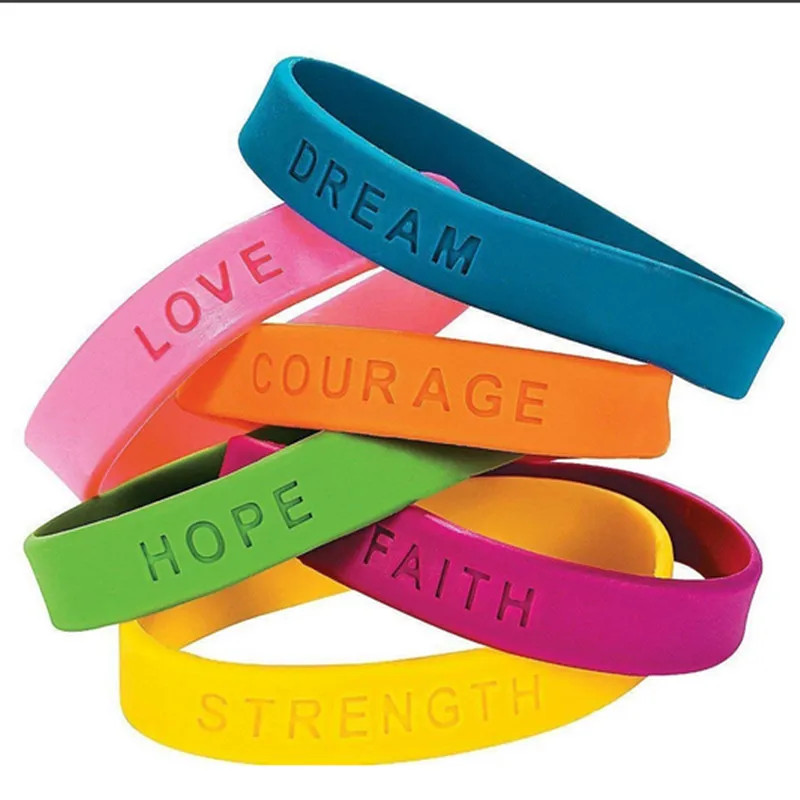 Bracelets En Silicone 100 Pieces Amour De Reve Courage Espoir Force De La Foi Livraison Gratuite Par Epacket Aliexpress