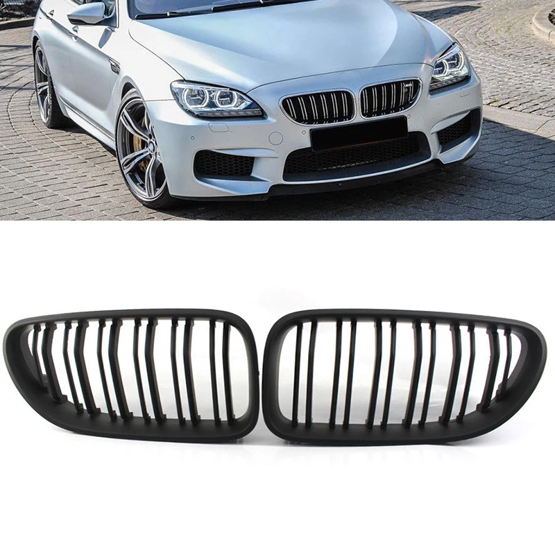 

1 Pair Front Grilles Bright Black ABS Bumper Protective Kidney Grille Grill For BMW 6-Series F06 F12 F13 640i 650i 2012-2016