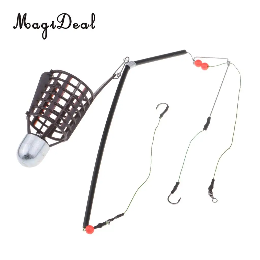 

2 Hooks Fish Bait Feeder Basket Holder Fishing Lures Cage With Line Hooks Bait Container Tackles Fishing Accessories 20g 30g 40g