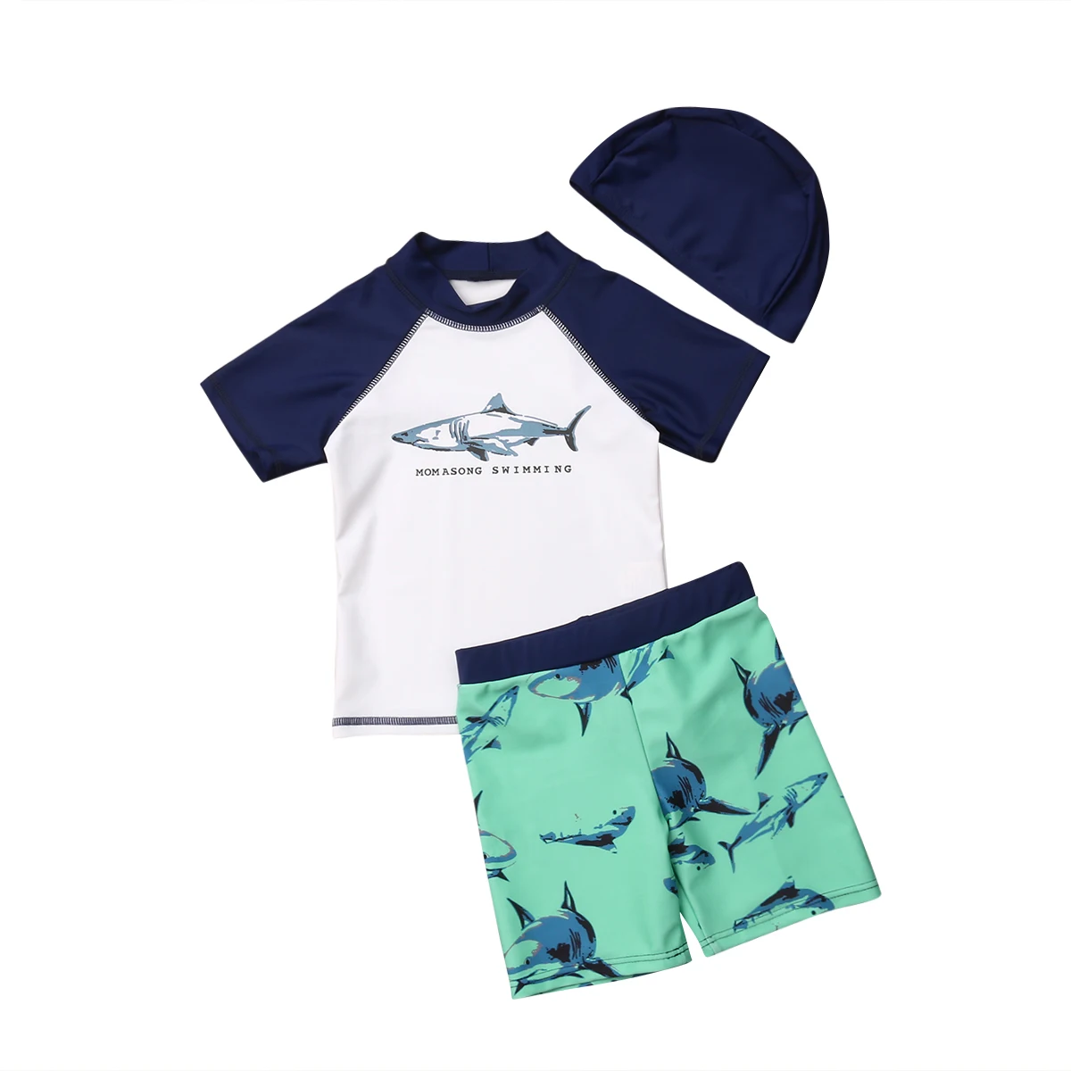 Детский купальник-Акула из 3 предметов для маленьких мальчиков, солнцезащитный для плавания, серфинг для купания, шляпа, костюм, одежда, От 1 до 6 лет