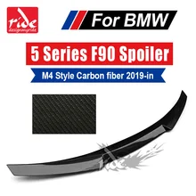 For BMW F90 M4 Style Black Rear Trunk Spoiler Tail Wing 5-Series F90 Carbon Fiber Car Rear Spoiler Lip Wing Auto Car Styling 19+ For BMW F90 M4 Style Black Rear Trunk Spoiler Tail Wing 5-Series F90 Carbon Fiber Car Rear Spoiler Lip Wing Auto Car Styling 19+