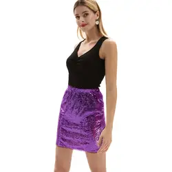 Клубная Сексуальная Женская юбка потрясающая блестящая расшитая пайетками эластичная талия однотонная облегающая юбка Сексуальная vogue