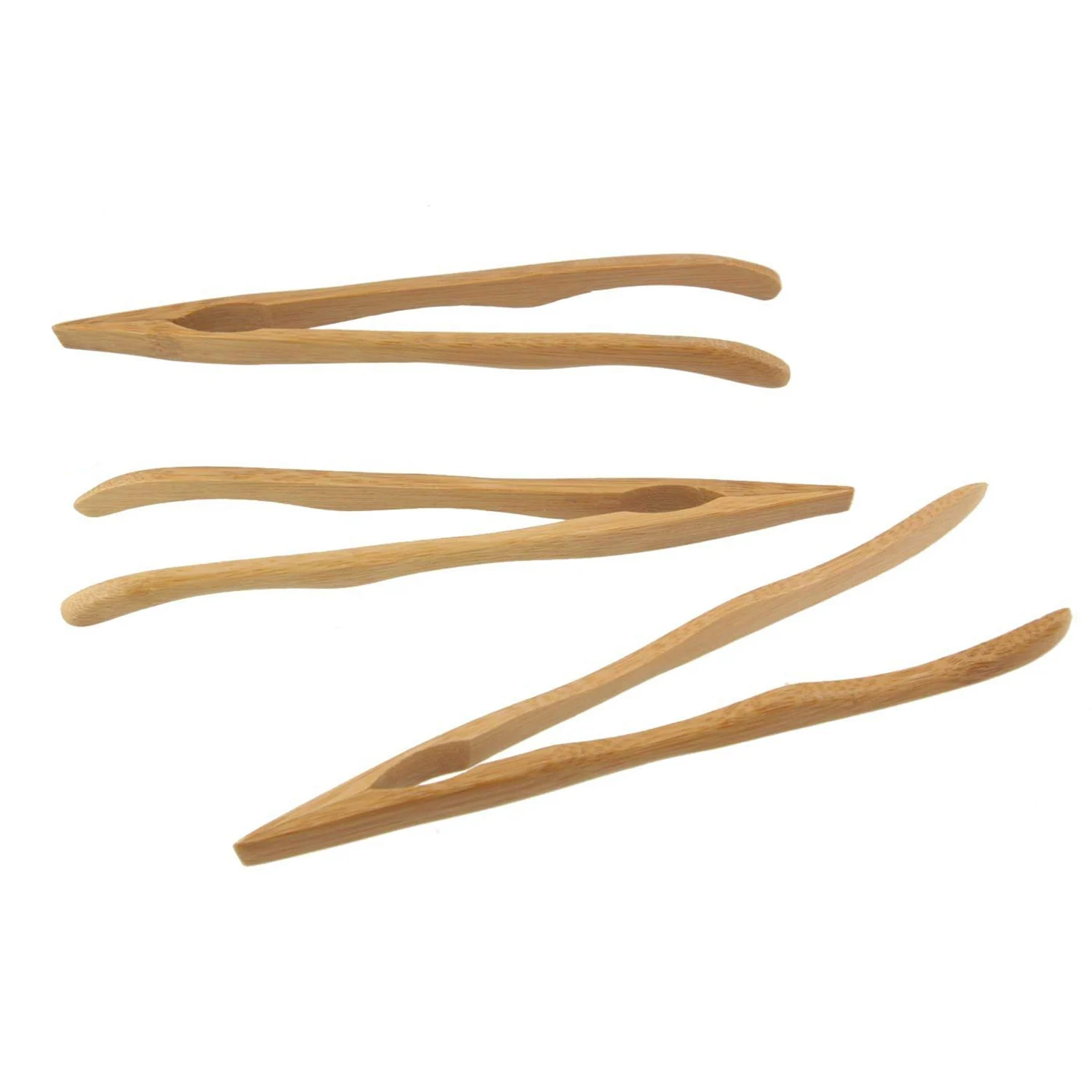 Горячая 16 см многоразовый бамбуковый щипцы, изогнутые руки, деревянный цвет-10 штук-тосты щипцы
