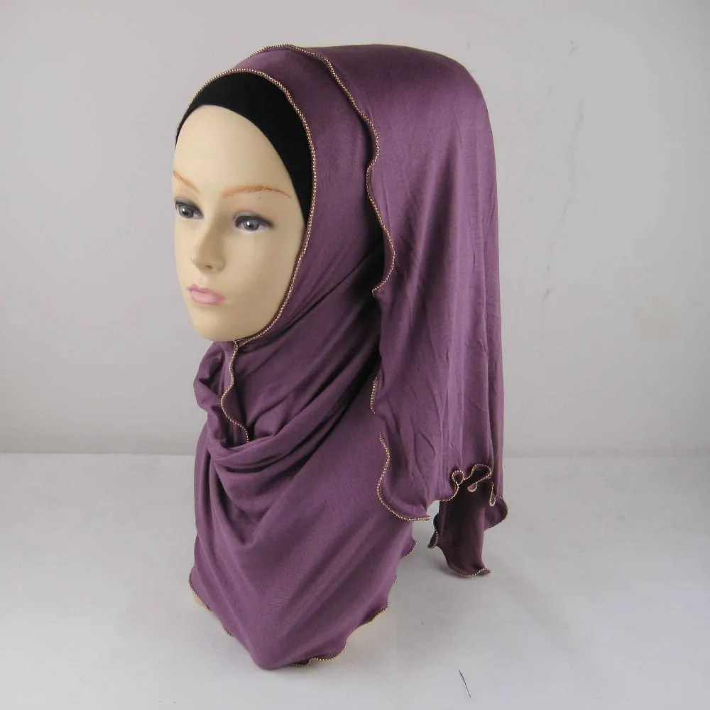 

H1205a high quality elastic modal cotton jersey long scarf with zippers,latest hijab wrap,12 pcs one lot