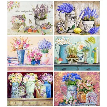 

HUACAN Diamond Embroidery Sale 5D DIY Diamond Painting Full Square Lavender Mosaic Flowers Picture Of Rhinestone