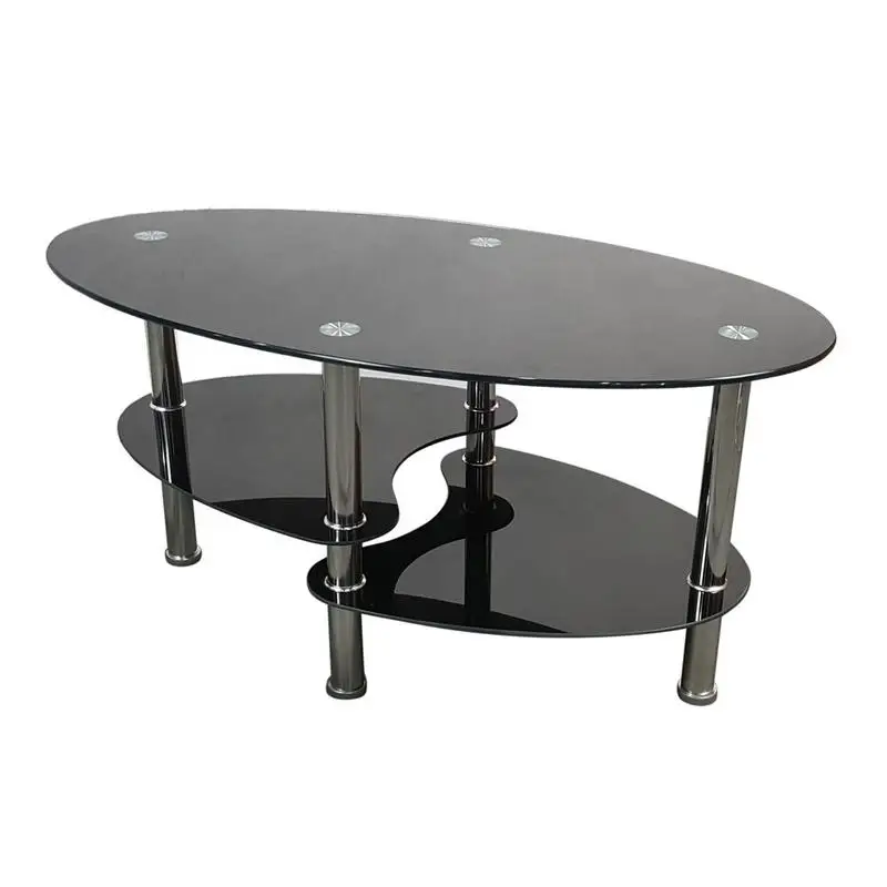 Black Dual Fishtail Style Tempered Glass Coffee Table Fashion Tea Table Nordic Creative Furniture Modern Simplicity