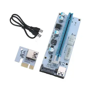 

LEORY 1PC USB3.0 PCI-E 1 x To 16 x SATA +4P+6P Extender Riser Card Adapter Power Cable Miner Circuits