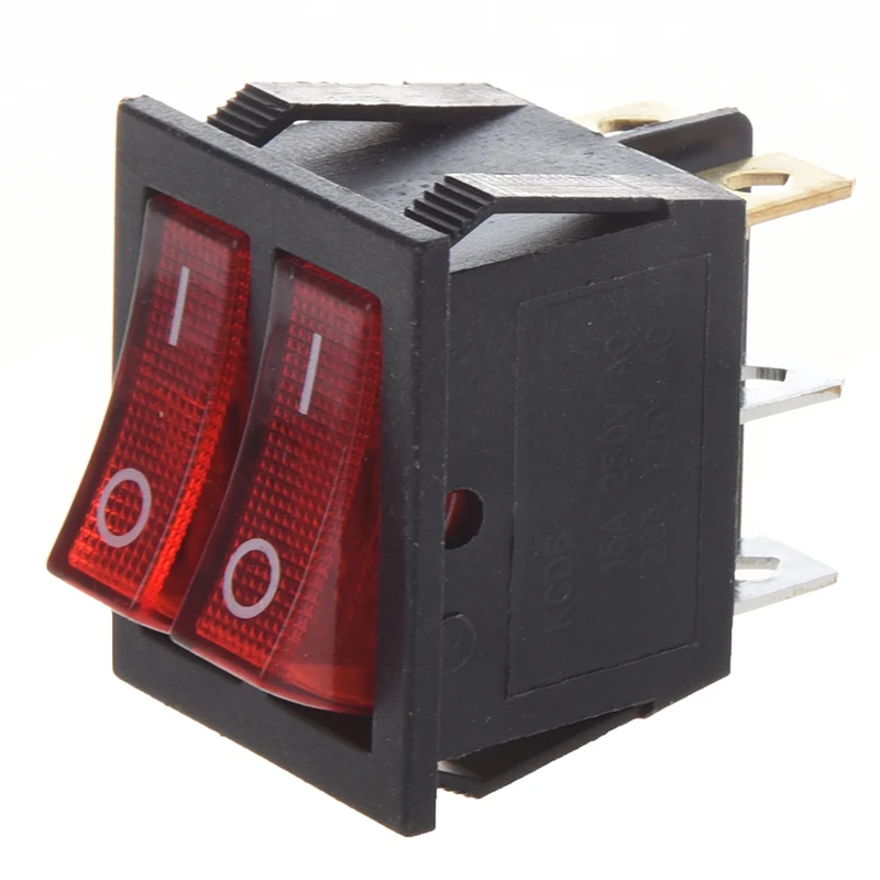 

Red Light Illuminated 6 Pin Dual SPST ON/OFF Boat Rocker Switch AC 15A/250V 20A/125V