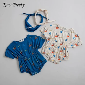 

soft breathable newborn baby romper summer bottle printing short sleeve jumpsuit kids overalls 100% cotton onesie for children
