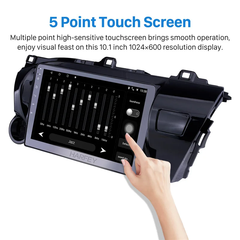 Top Harfey 10.1" Android 8.1 HD Touchscreen Radio for 2016-2018 TOYOTA HILUX Left hand Driver with Bluetooth GPS Navi USB FM SWC 2