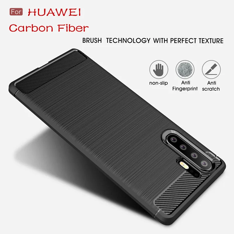 

Shockproof Carbon Fiber Bumper Rugged TPU Case For Huawei P20 P30 Pro Case Cover on Honor 10 Lite 2019 8X 8C Silcone Protector