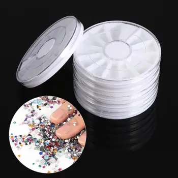 

Compartments Nail Art Decoration Fashionable simple Gem Rhinestone Empty Wheel Box Storage Container 6Pcs/Set 12