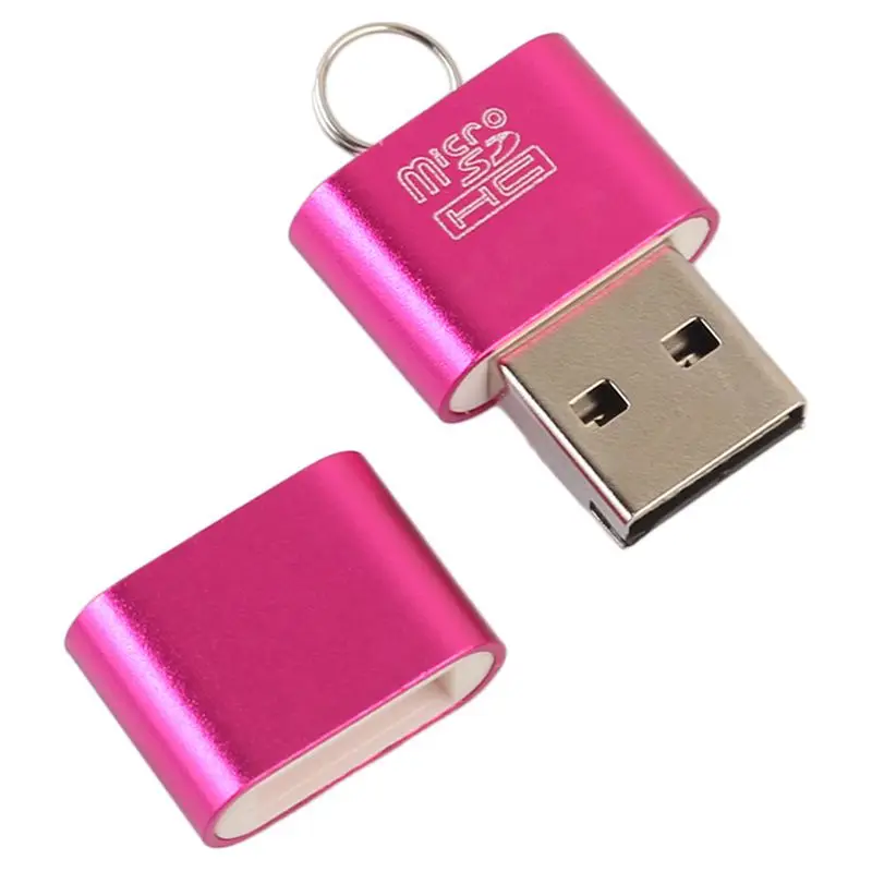 Алюминиевый USB 2,0 портативная карта памяти Reader Адаптер для Micro-SD карты/TF Card Reader адаптер Красный