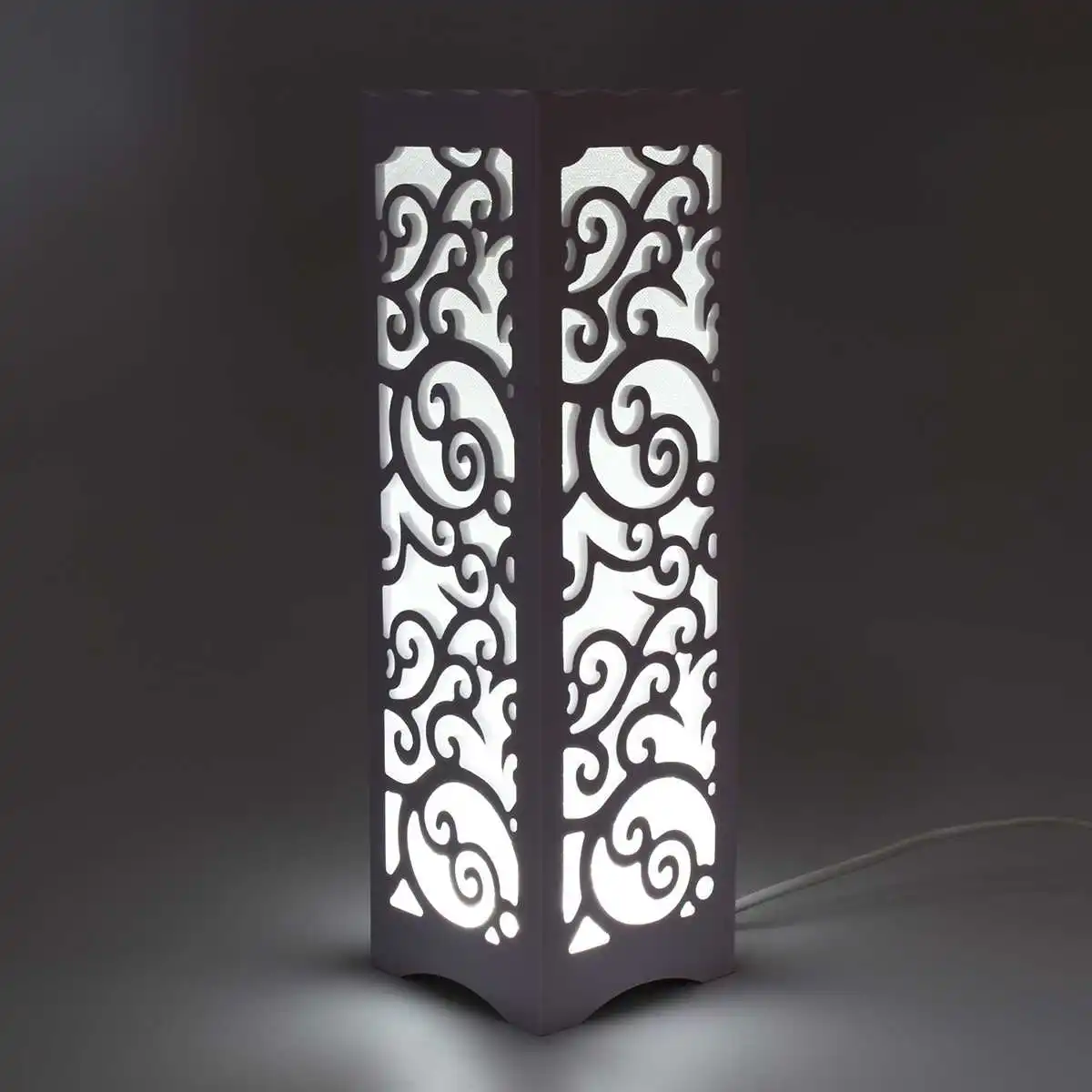  Electric Modern LED Table Lamp Classic Wooden Desk Bedside Lighting Openwork Carved Study Bedroom D - 32967555505