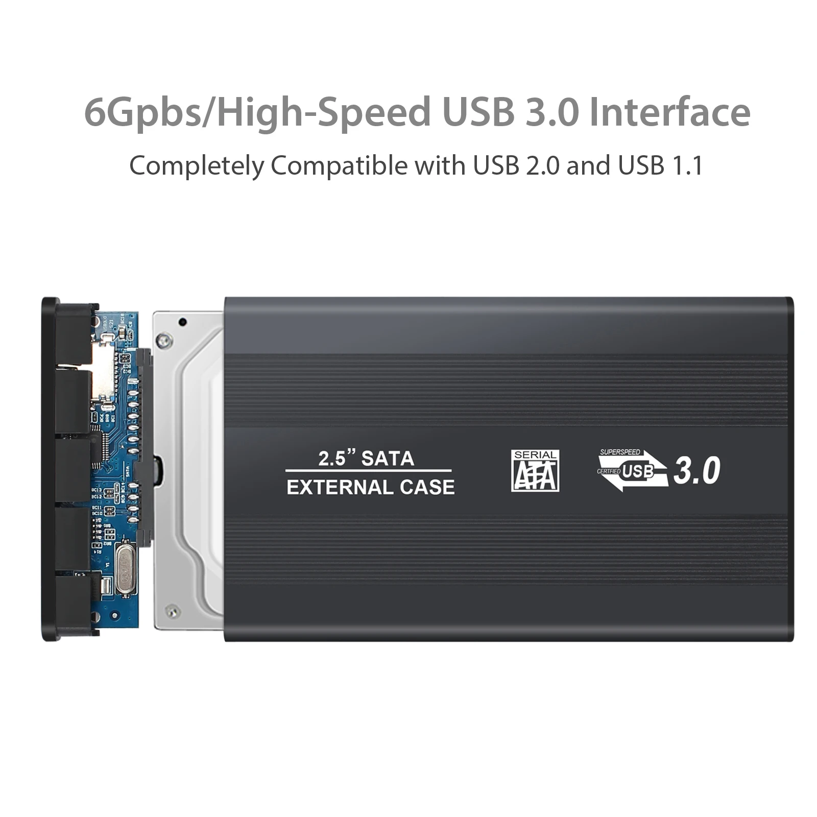 ESYNiC USB 3,0 внешний жесткий диск 2," SATA HDD SSD Корпус чехол Caddy черный алюминиевый корпус до 5 г/локон и 2000 Гб