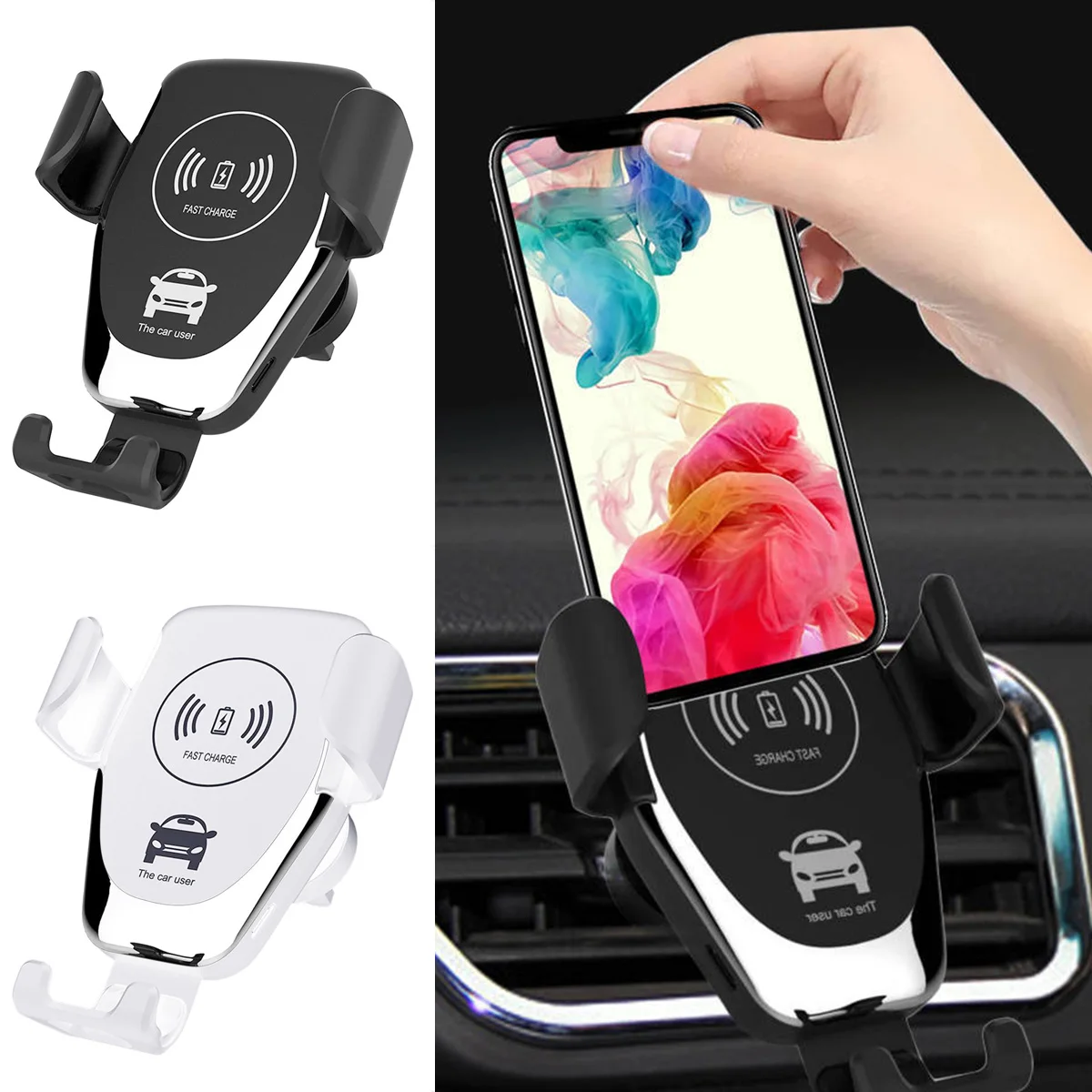 

10W Wireless Car Charging Holder Gravity Sensor Mobile Phone Holder Fast Charging Mount In Car for iPhone XR Huawei Samsung