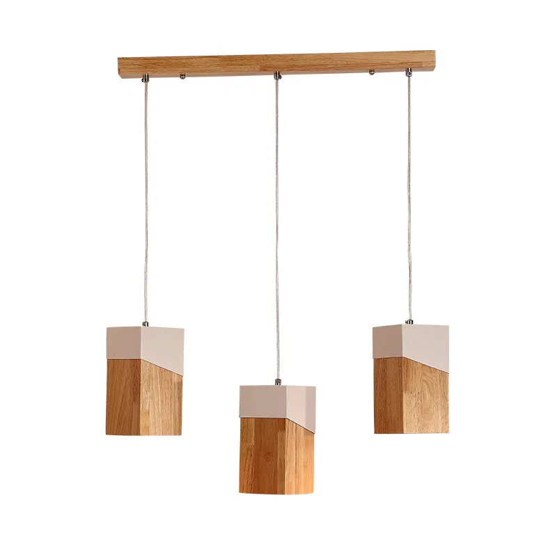 

Nordic Wooden Led Pendant Light Fixture Iron For Dining Room Cafe Reception Modern Hanging Lamp Suspension E27 Indoor Lighting