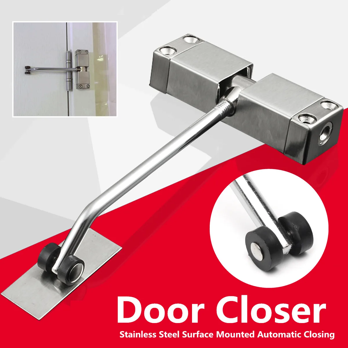 

Auto Door Closer Adjustable Suitable + 4 Screws + Inner Hexagon Wrench Fully For Door Weight For 20-40kg Home Office Hotel Doors