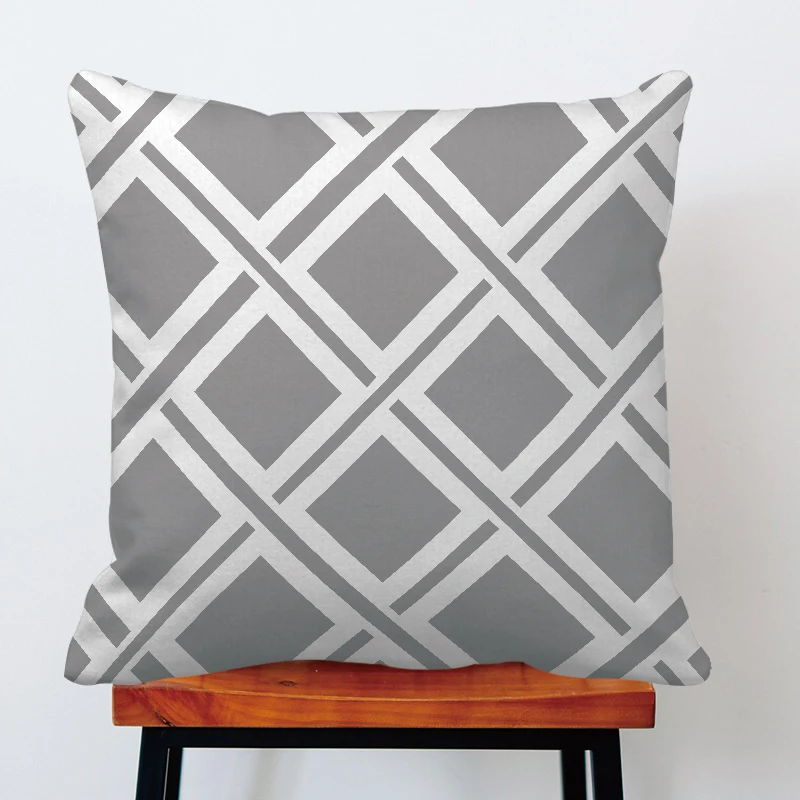 Geometric diamond holiday decorative pillow case,gray white geometry