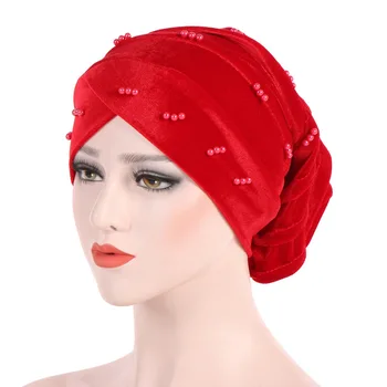 

Women Velvet Muslim Hijab Inner IslamicTurban Stretch Beading Hat Ladies Head Wraps Cap Muslim Scarf Turbans Inner Hijab