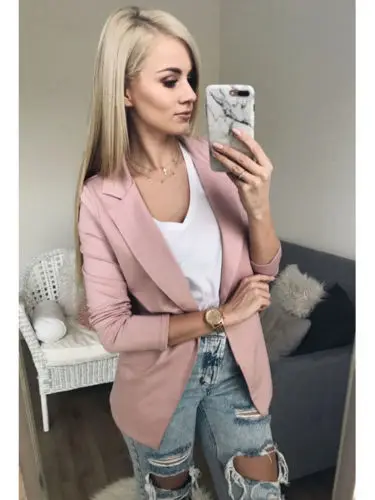 

New Women OL Suit Solid Casual Blazer Jacket Coat Tops Outwear Long Sleeve Plus Size