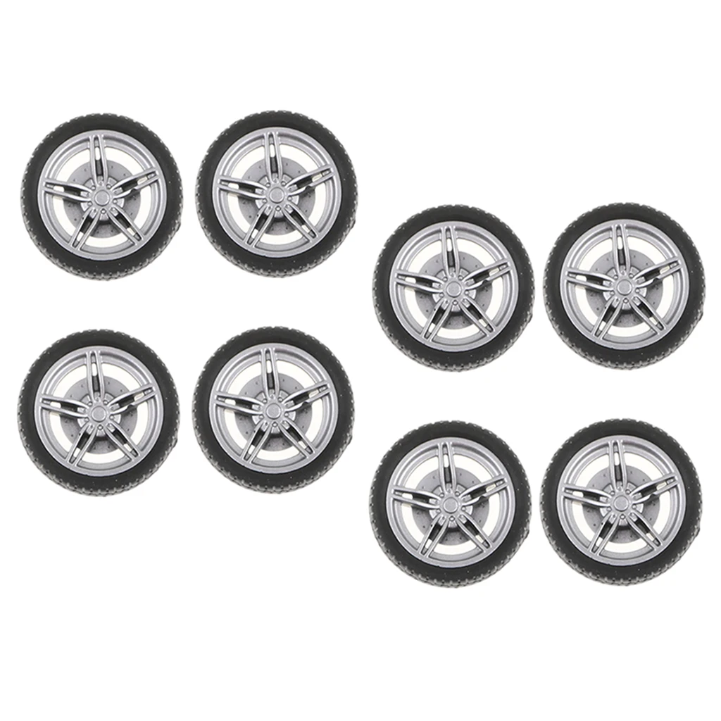 

30mm Silver Plastic Wheel Rim & Tyre Tires for RC Racing Car, Pack of 10