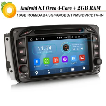 

7" Android 8.1 Autoradio Car Stereo Sat Nav DAB+ Radio RDS BT DVD USB SD DVR OBD FOR Mercedes Benz Class C/G/CLK Viano Vito W209