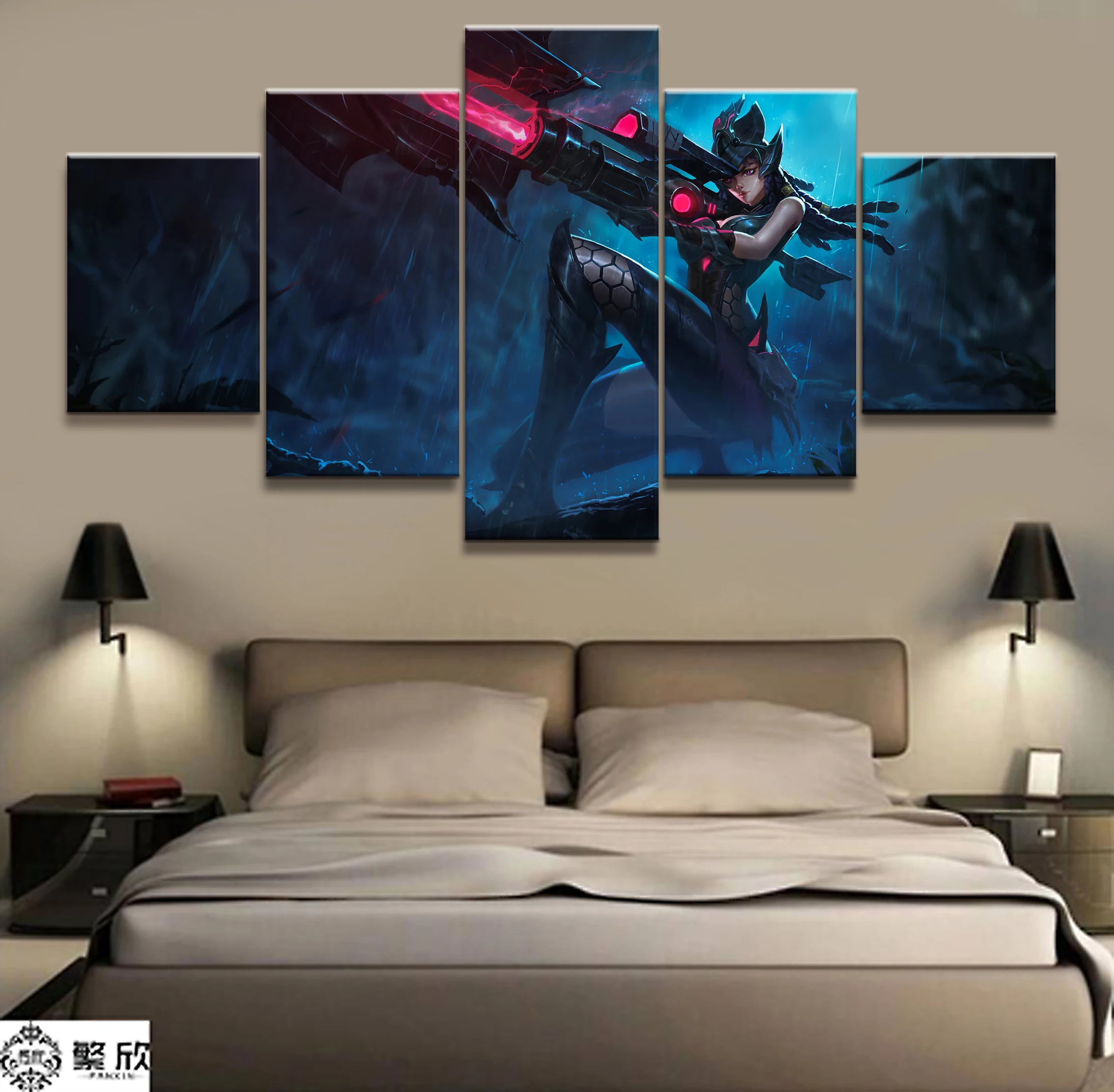 

Home Decor Canvas Picture 5 Piece Caitlyn League of Legends LOL Game Painting Poster Wall For Home Canvas Wholesale