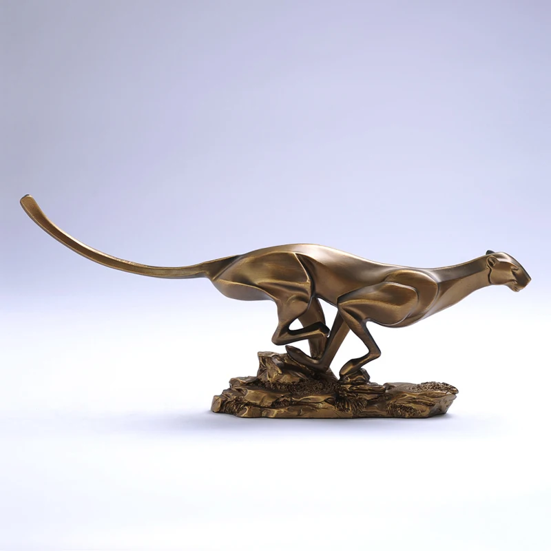 Modern Abstract Cheetah Sculpture Leopard Statue Ornament Handicraft Accessories For Business Gift And Room Decoration | Дом и сад