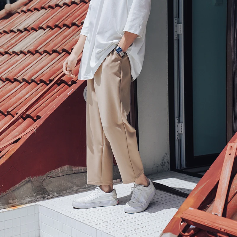 Men's Trousers  Spring New Youth Popular Solid Color Loose Nine Pants Harem Casual Pants Personality Youth Casual Men's Clothing