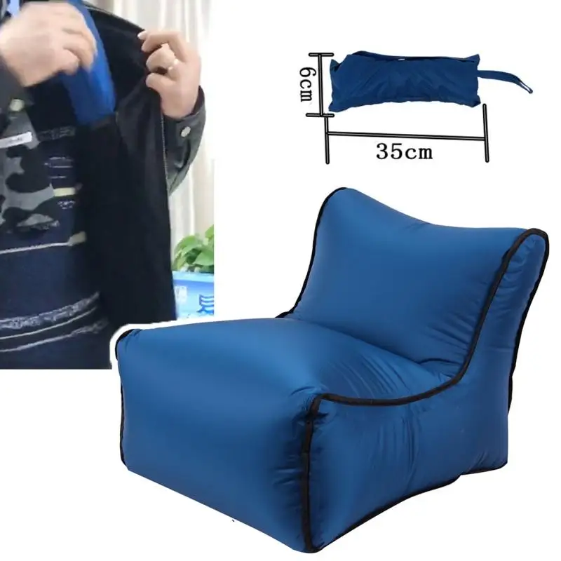 

NEW Light sleeping Sofa 210T Nylon Fast Inflatable bag lazy sofa camping Waterproof fair bed Adult Beach Lounge Chair Folding