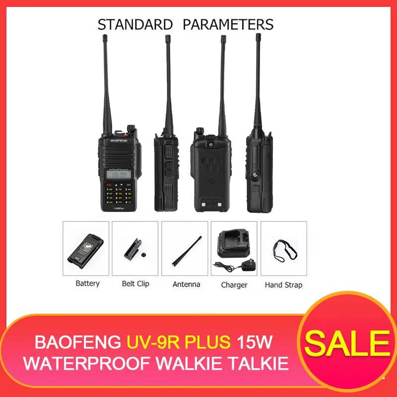 

2pcs BAOFENG UV-9R PLUS 15W Waterproof Walkie Talkie 10W Portable CB Radio 4800mAh UHF VHF Radio Comunicador UV HF Transceiver