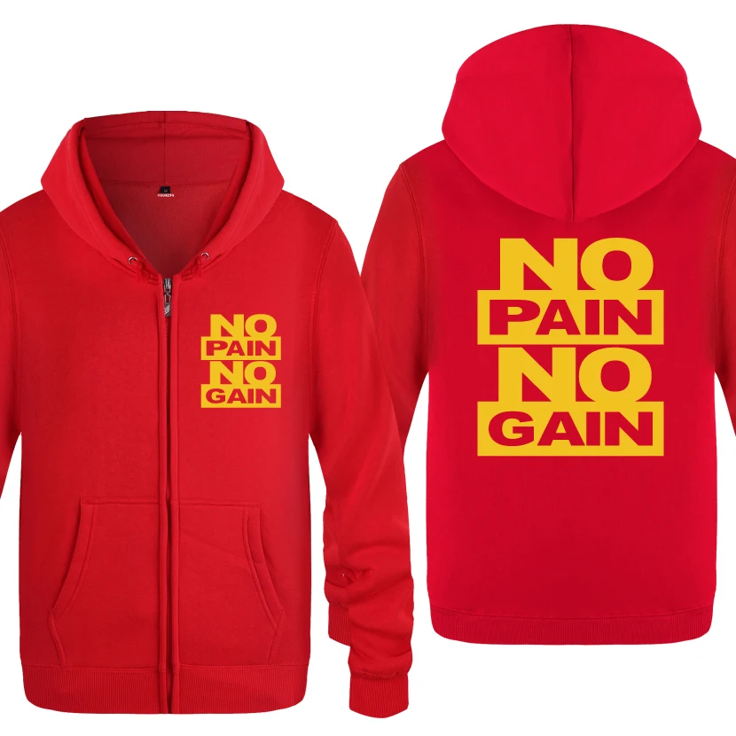 NO PAIN NO GAIN- MMA GYM Bodybuilding Beast Hoodies Men Men's Fleece Zipper Cardigans Hooded Sweatshirts