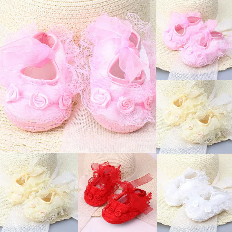 

PUDCOCO Infant Newborn Baby Girl Princess Non-Slip Lace Flower Shoes Baby Shoes