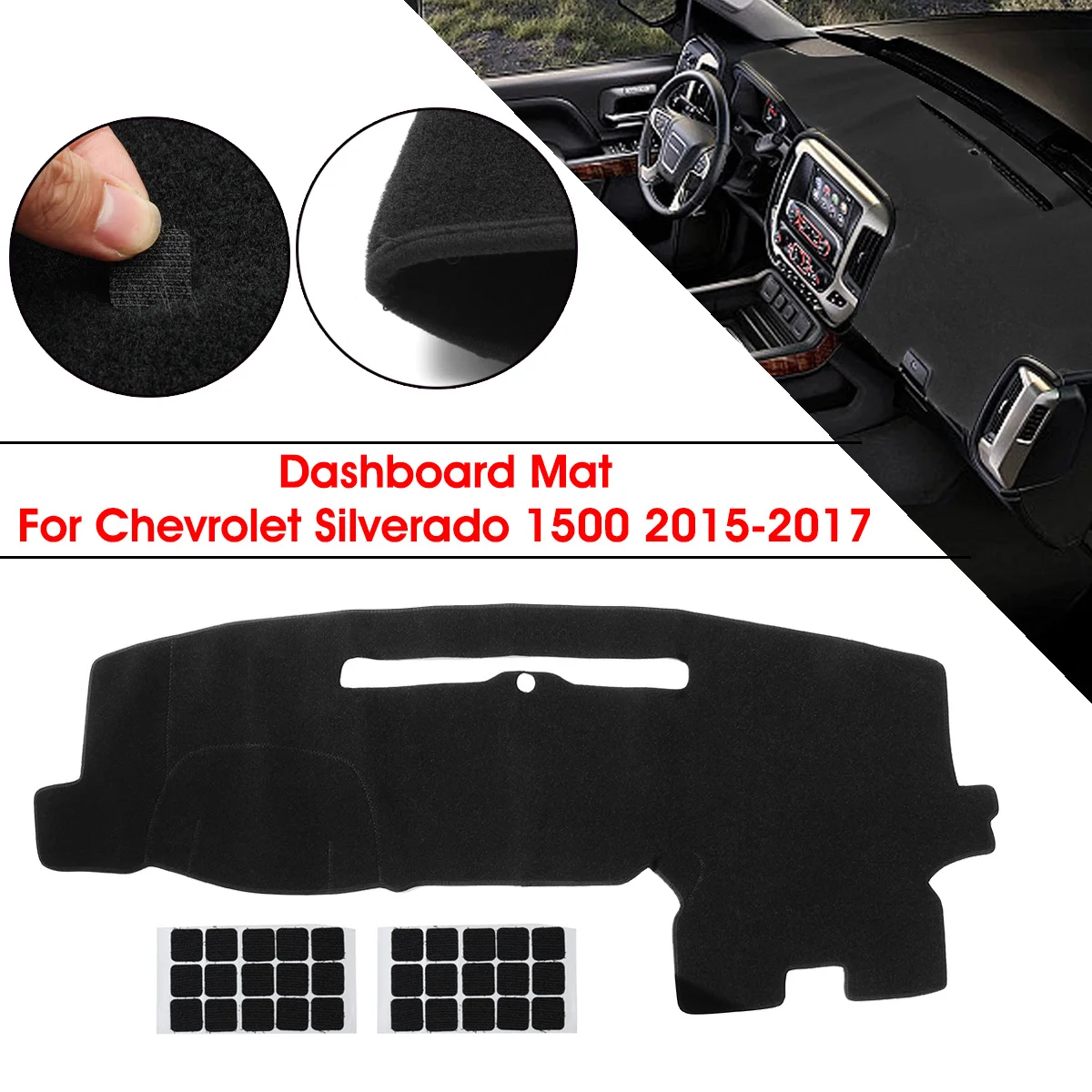 Черный 62.99in/25.2in тире коврик для приборной панели Обложка Pad Dashmat для Chevrolet Silverado 1500