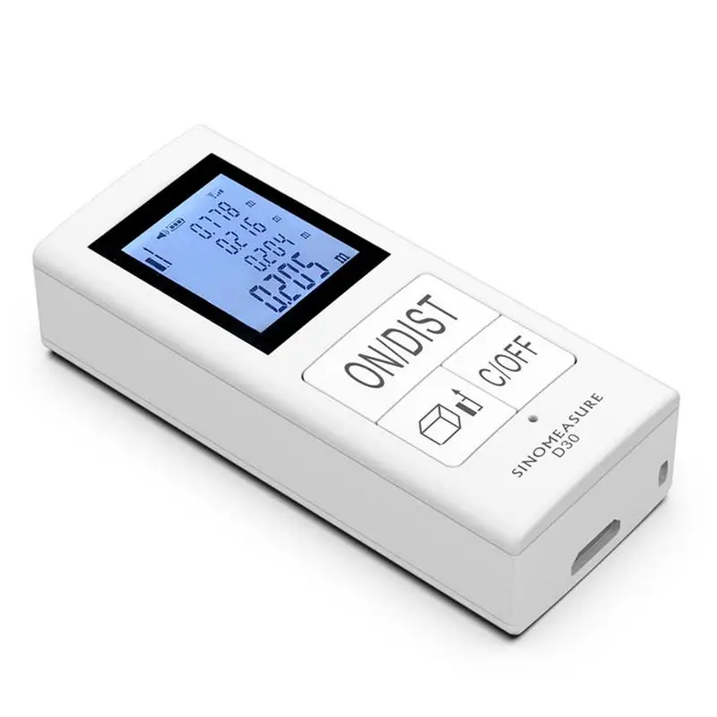 

USB Rechargeable 30m Mini Infrared Range Finder Pocket Handheld IR Electronic Ruler D30 Backlit LCD Pythagorean Mode