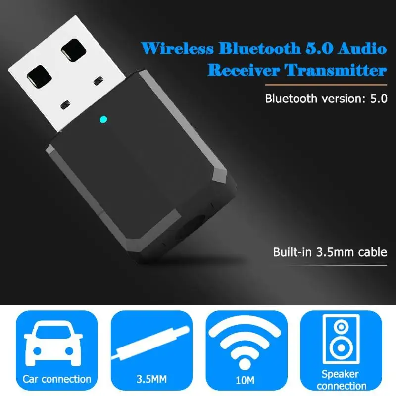 

Wireless 2 in 1 USB Bluetooth 5.0 Dongle Adapter Music Audio Receiver Transmitter for Car PC Computer TV Speaker Headphones