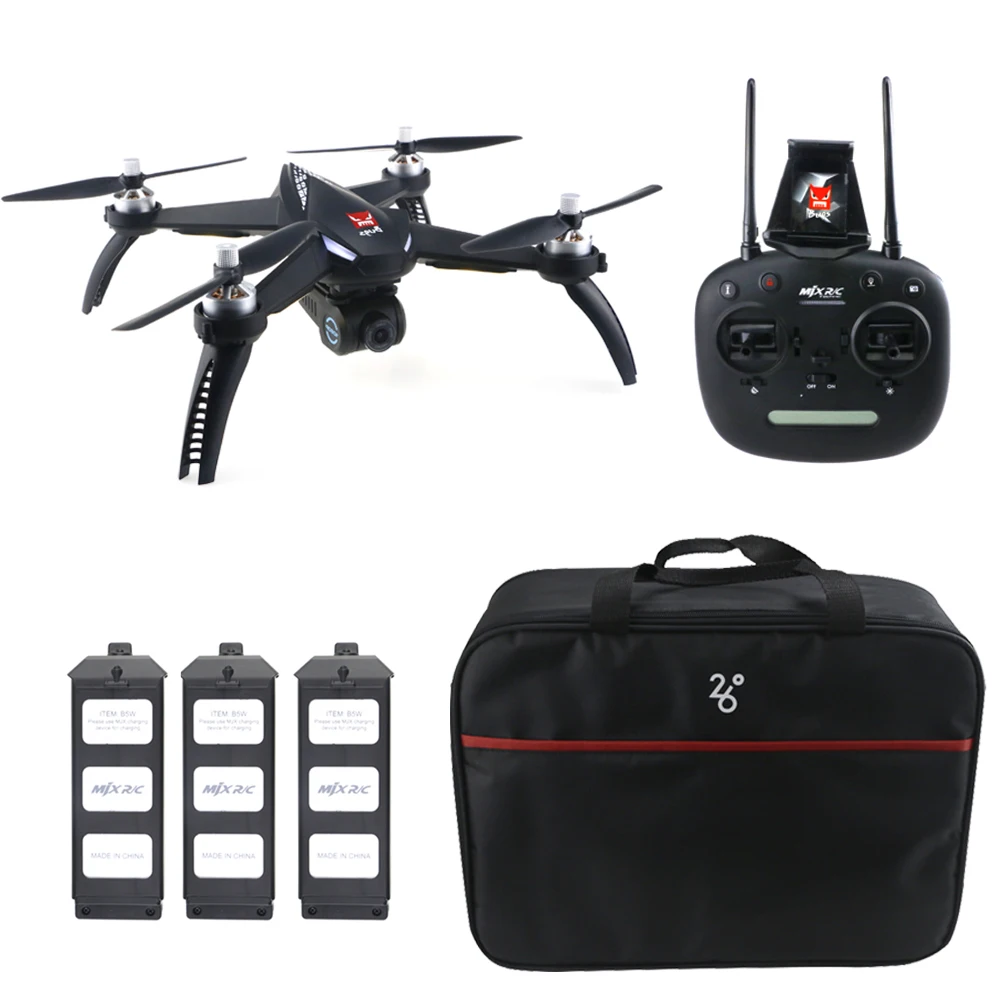 MJX B5W GPS 1080P WiFi FPV RC Drone - RTF 3 Batteries + Bag Point Of Interesting Follow Waypoint Quadcopter Long Flight Time