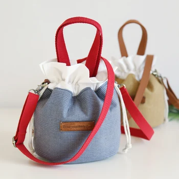 

Original Fabric Art Satchel Ma'am Bucket Form Canvas Handbags Small-sized Girl Student Single Shoulder Package