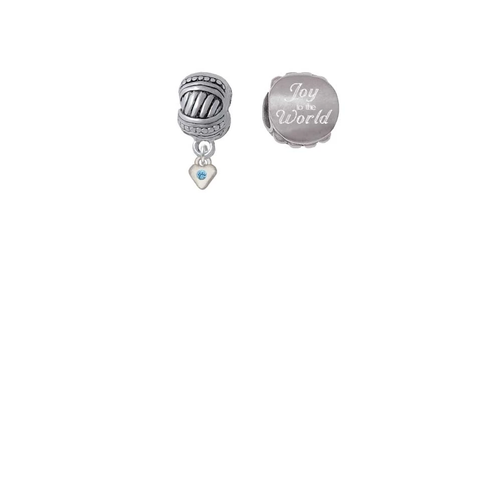 Silvertone Mini March-Hot синее Кристальное сердце Joy to the World Charm Beads (набор из 2) |