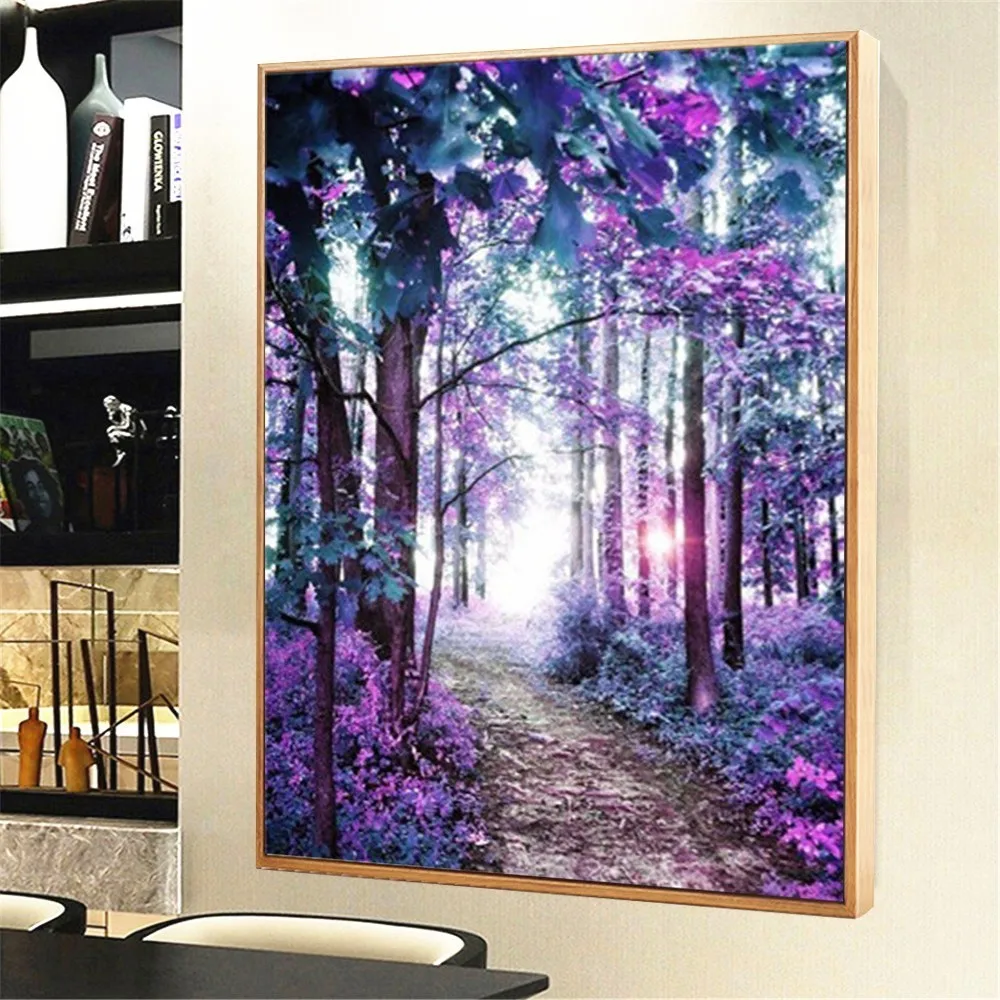 

Huacan Diamond Embroidery Full Round Diamond Painting Landscape Diy Kit Drill Needlework Diy Rhinestone Mosaic Picture